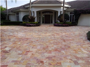 Antique Blend Travertine Pavers, Terrace Floors Pattern