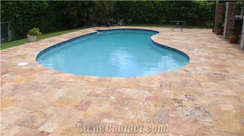 Antique Blend Travertine Pavers, Terrace Floors Pattern