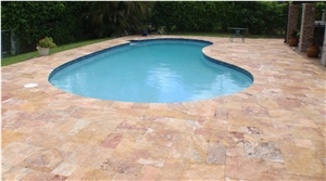 Antique Blend Travertine Pavers, Terrace Floors Pattern