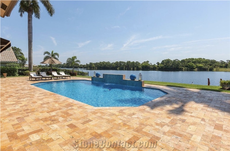 Gold Travertine Walkway Pavers