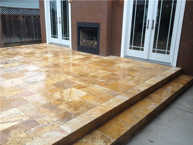 Gold Travertine Walkway Pavers