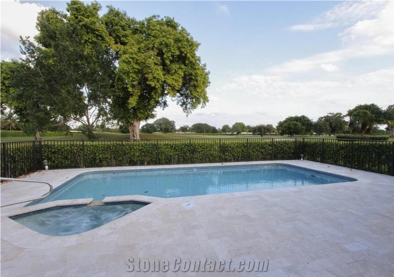 Ivory Travertine Swimming Pool Pavers
