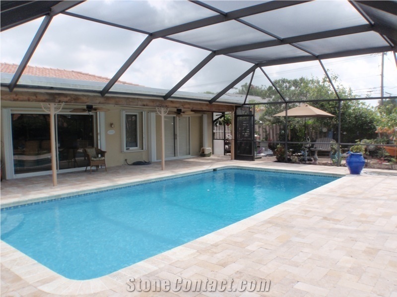 Ivory Travertine Swimming Pool Pavers