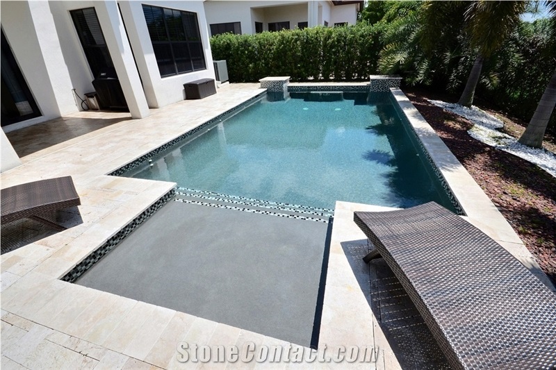Ivory Travertine Swimming Pool Pavers