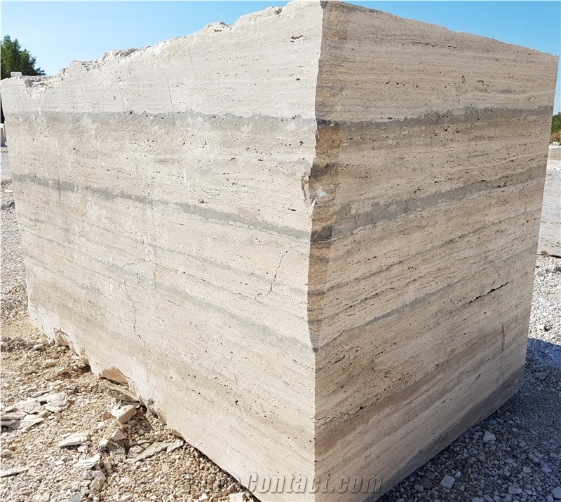 Travertino Silver Light Blocks, Italy Travertine Block