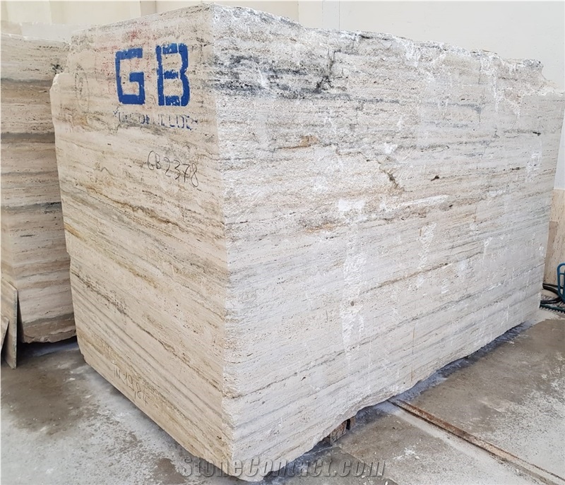 Travertino Silver Light Blocks, Italy Travertine Block