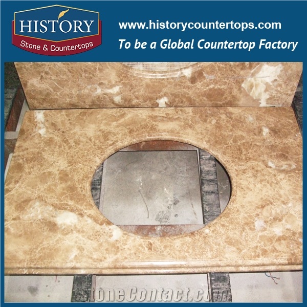 Light Crystal Brown Emperador Marble Vanity Tops