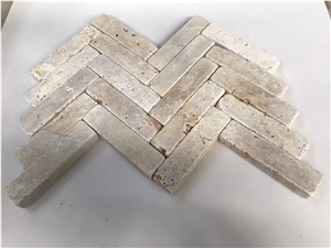Chinese Beige Tumbled Travertine Bathroom Wall