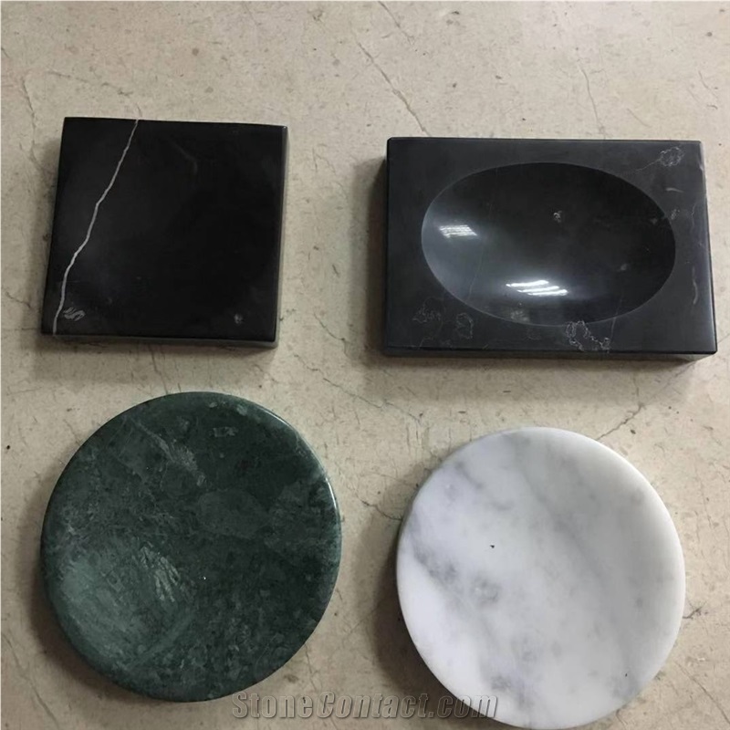 Bathroom Vokalas Marble Soap Dishes Round Shape