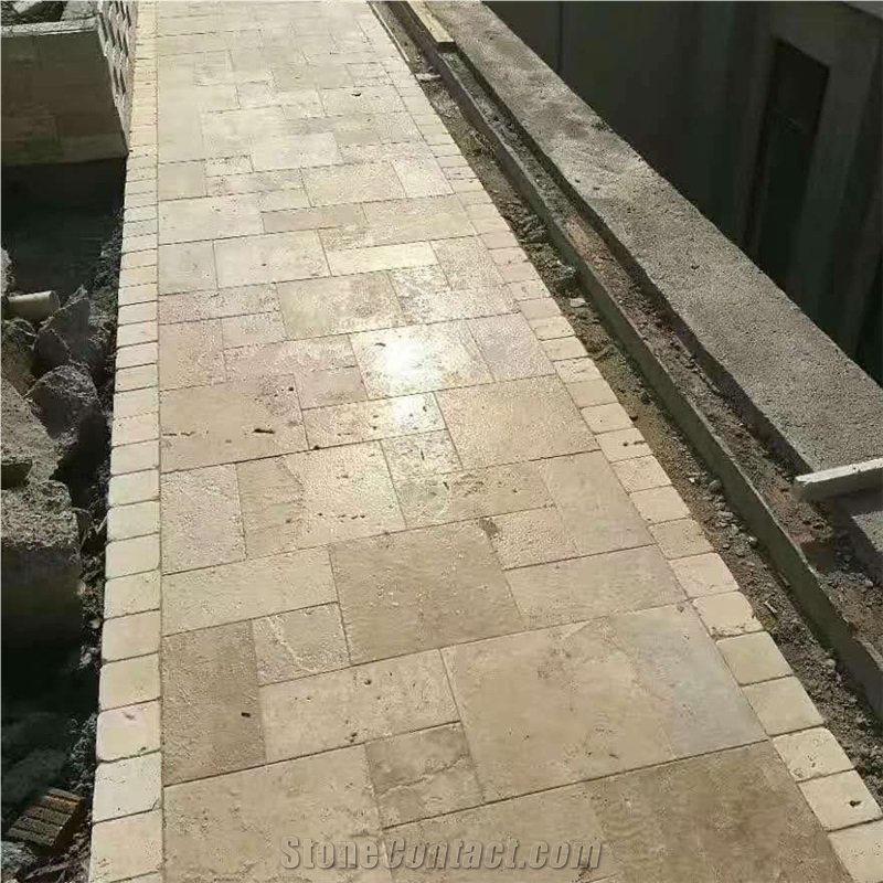 Beige Travertine Floor Tiles French Pattern