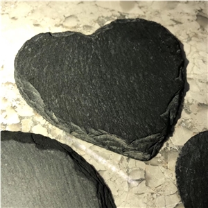 Black Heart-Shaped Broken Edge Marble Coasters