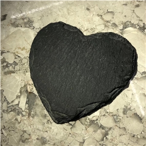 Black Heart-Shaped Broken Edge Marble Coasters