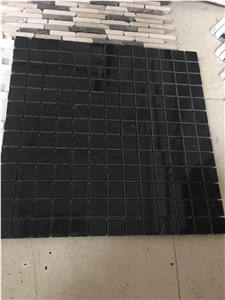 Black Marquina Marble Mosaic Brick Wall Design