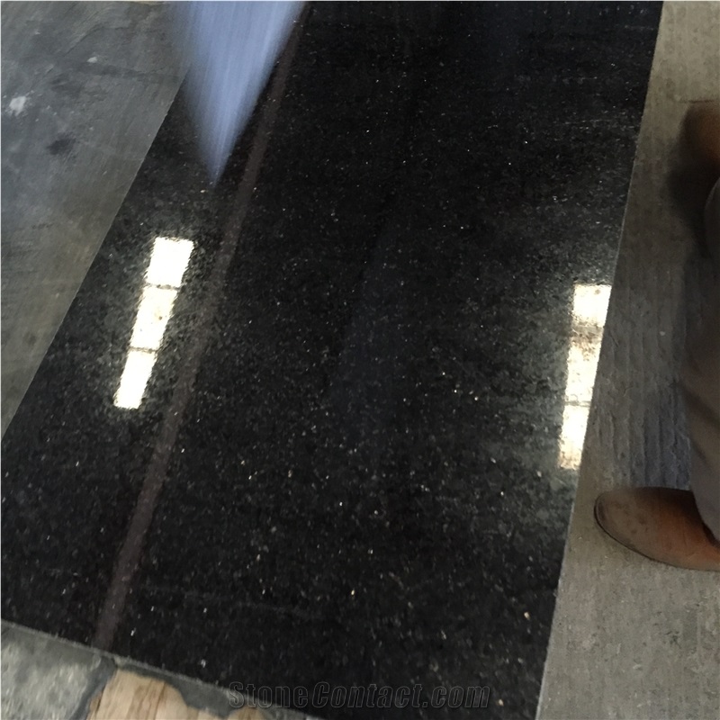 Indian Black Galaxy Granite Slabs and Thin Tiles