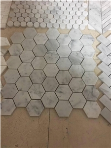 White Marble Mosaic 2" Hexagon Tiles
