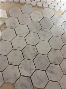 White Marble Mosaic 2" Hexagon Tiles
