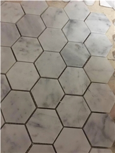 White Marble Mosaic 2" Hexagon Tiles