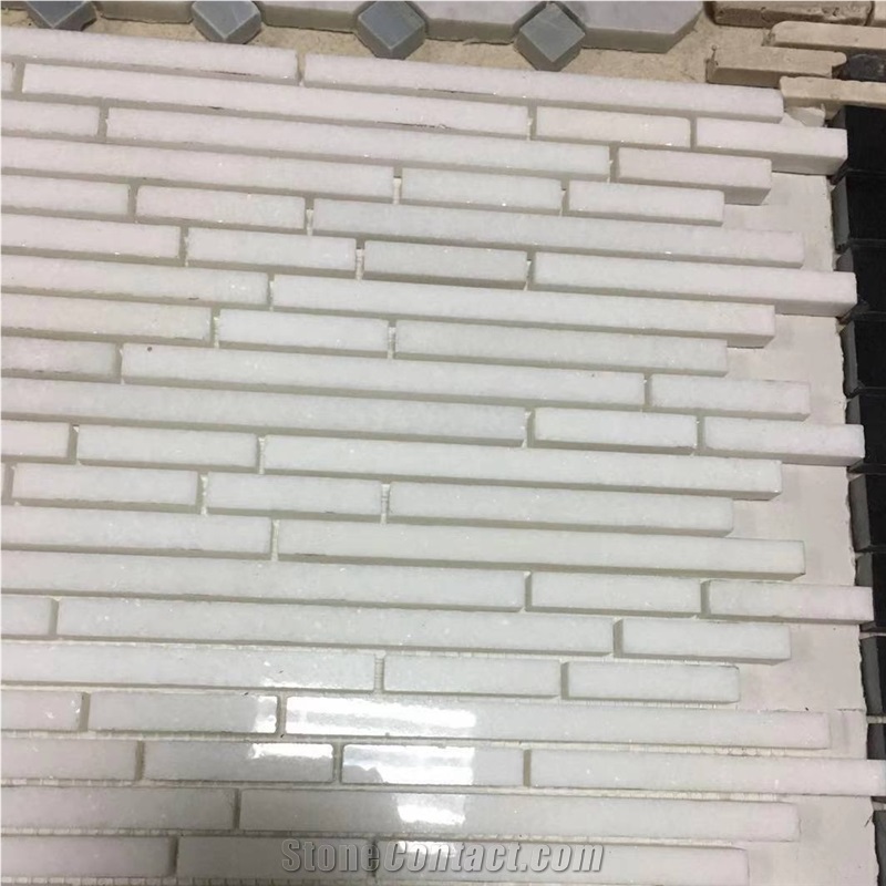 White Quartzite Brick Mosaic Wall Rile