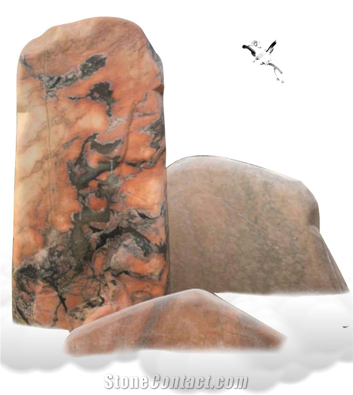 China Sunset Red Orange Marble Landscaping Stone