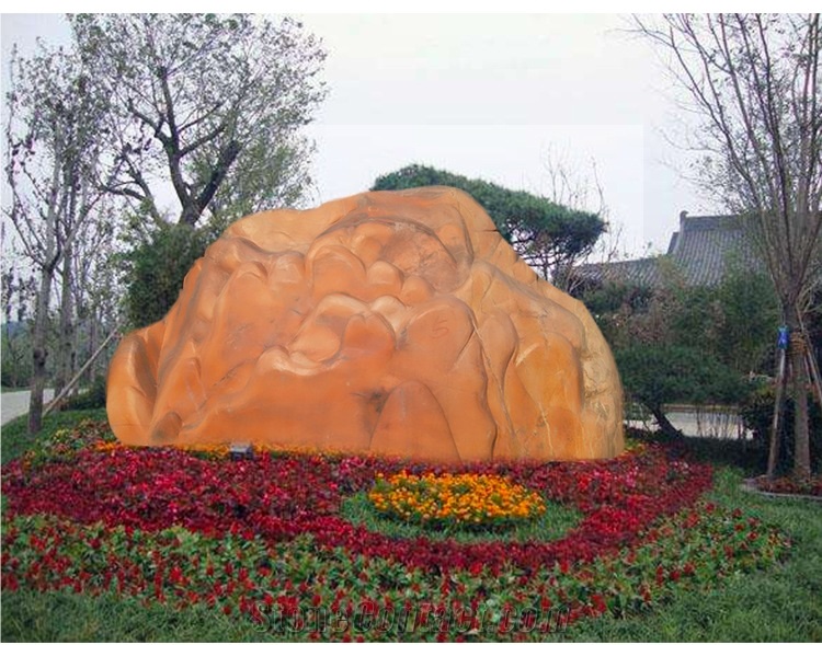 China Sunset Red Orange Marble Landscaping Stone