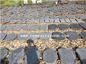 Irregular Round Honed Basalt Steppers Stair