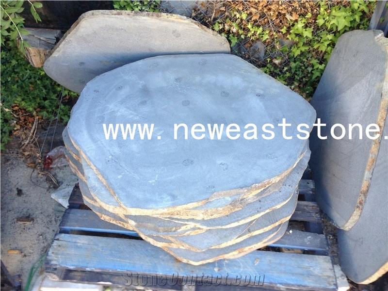 Irregular Round Honed Basalt Steppers Stair