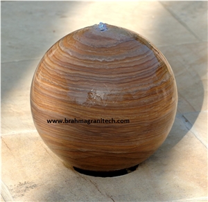 Rock Stone Sphere Water Feature, Plinth Stone