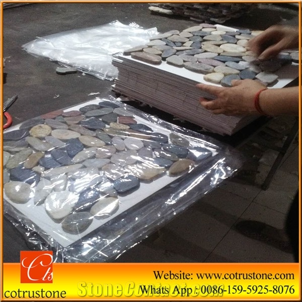 Mixed Pebble Stone Walkway River Stone Polished