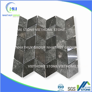 Black Marble Polished Herringbone Mosaic