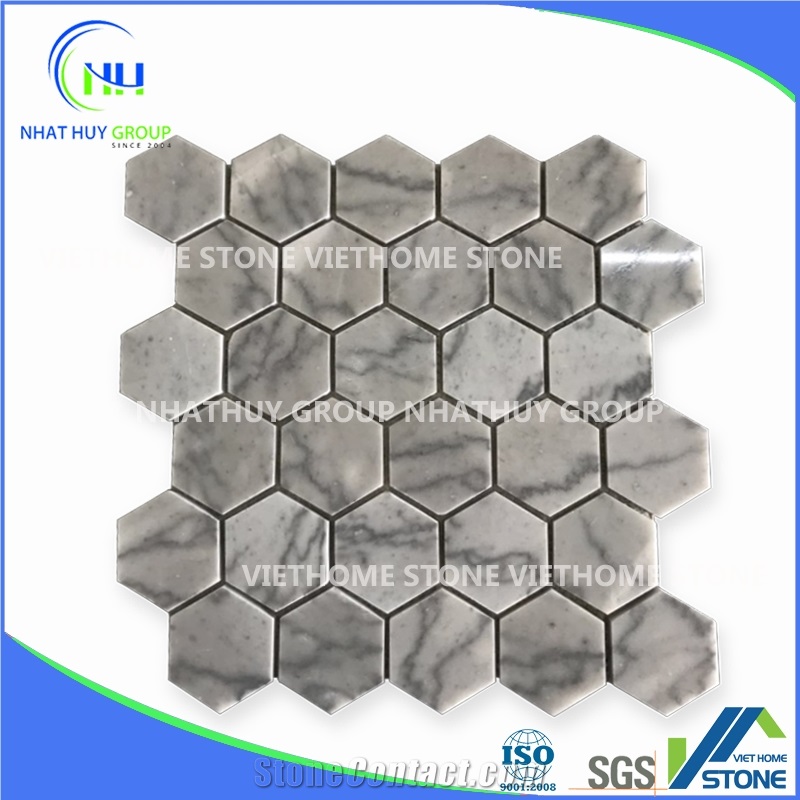Silver Gray Marble Polished Hexagon Mosaic