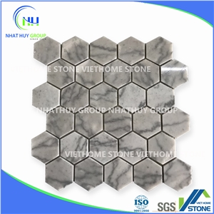 Silver Gray Marble Polished Hexagon Mosaic