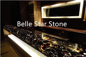 Black Agate Backlit Precious Stone Bar Countertops