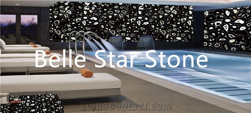 Black Agate Backlit Precious Stone Bar Countertops