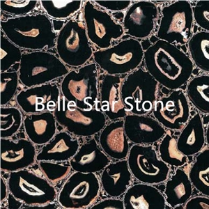 Black Agate Backlit Precious Stone Bar Countertops