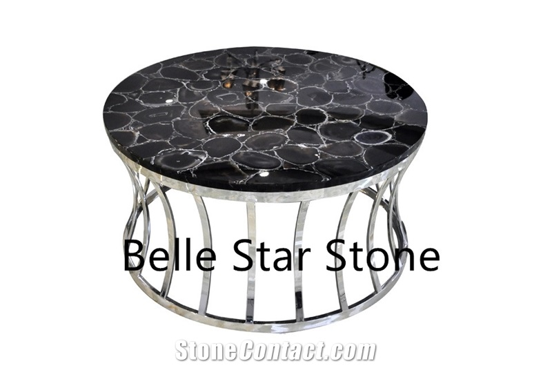 Black Agate Backlit Precious Stone Bar Countertops