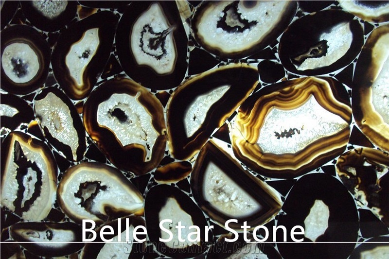 Black Agate Backlit Precious Stone Bar Countertops