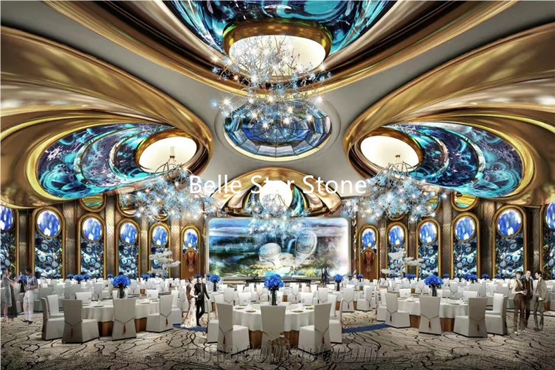 Blue Agate Backlit Precious Stone Reception Table