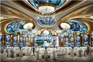 Blue Agate Backlit Precious Stone Reception Table