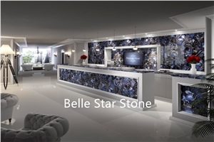 Blue Agate Backlit Precious Stone Reception Table