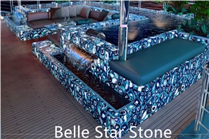 Blue Agate Backlit Precious Stone Reception Table