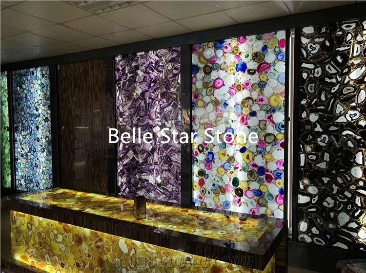 Brown Agate Backlit Semi Precious Stone Slabs Tile