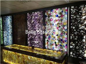 Brown Agate Backlit Semi Precious Stone Slabs Tile