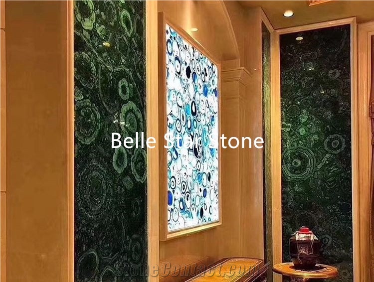 Brown Agate Backlit Semi Precious Stone Slabs Tile