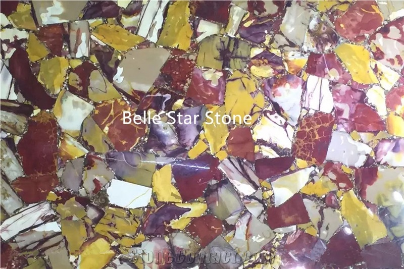 Egg Yellow Semi Precious Luxury Stone Slabs &Tiles