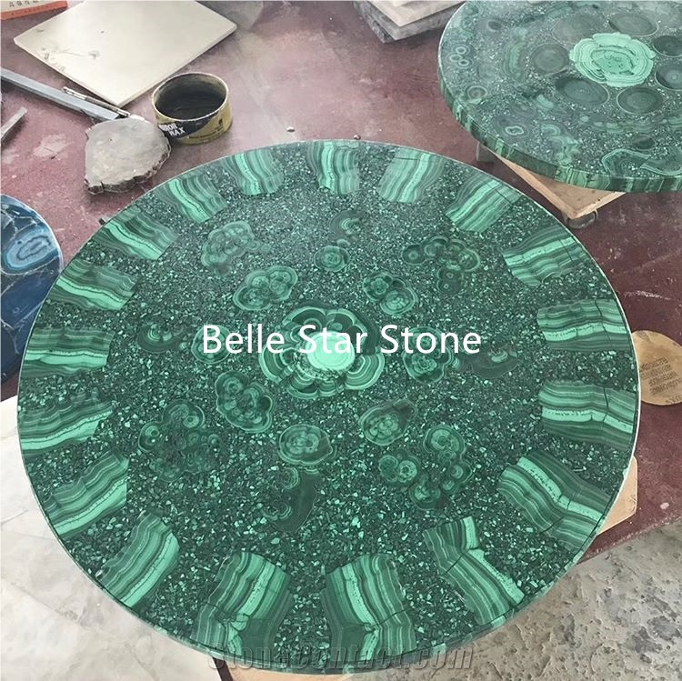 Green Jade/Malachite Semiprecious Stone Table Tops