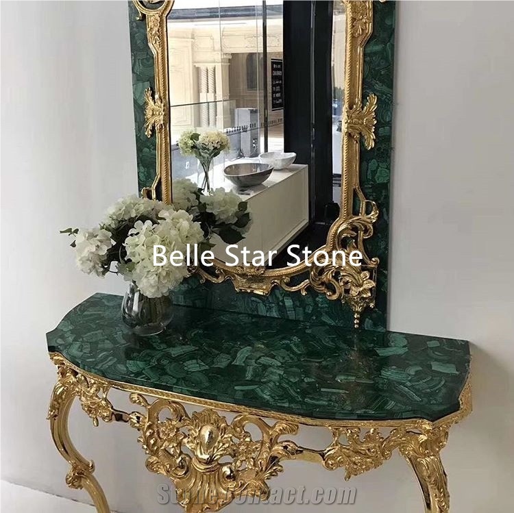 Green Jade/Malachite Semiprecious Stone Table Tops