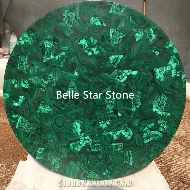 Green Jade/Malachite Semiprecious Stone Table Tops