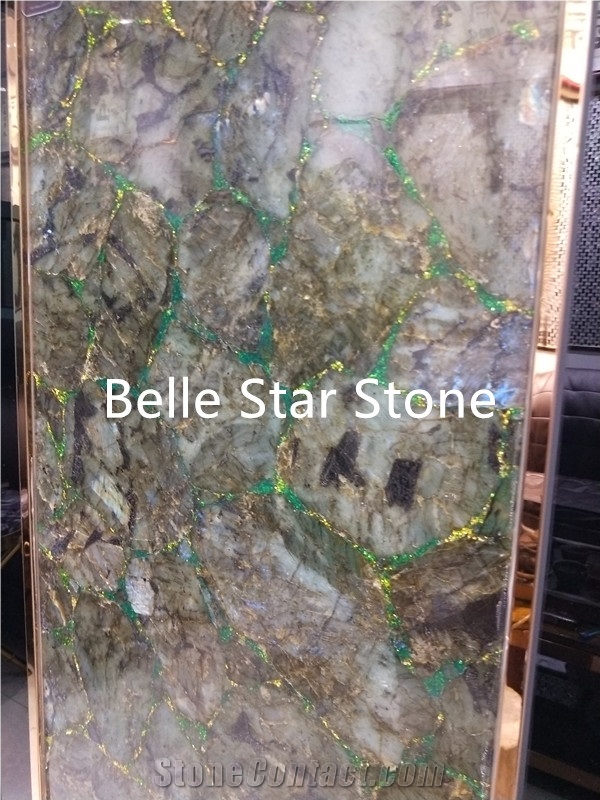Labradorite Backlit Semi Precious Stone Slabs/Tile