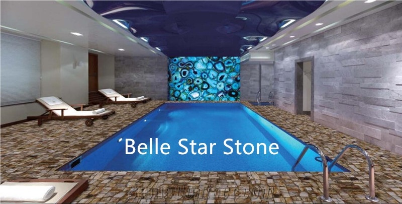 Petrified Wood Semiprecious Stone Pool Floor Tiles