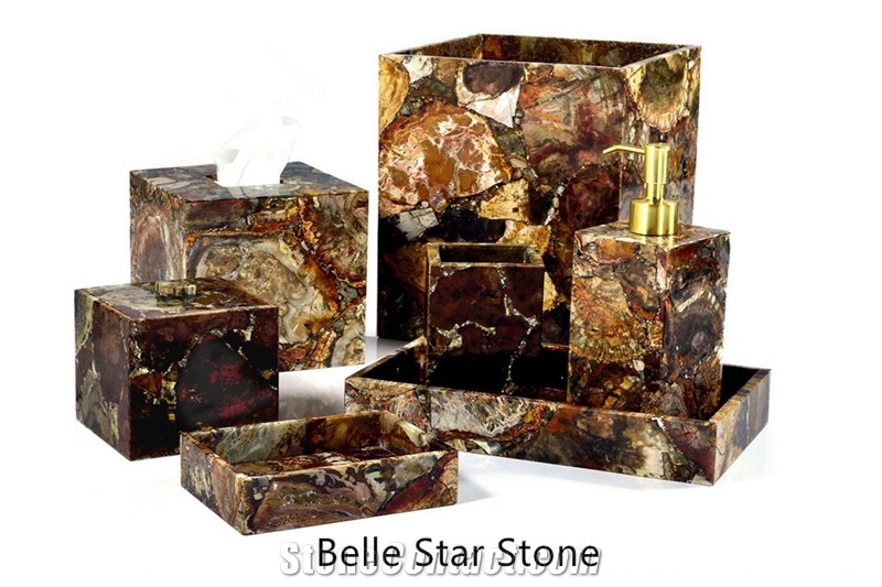 Petrified Wood Semiprecious Stone Pool Floor Tiles